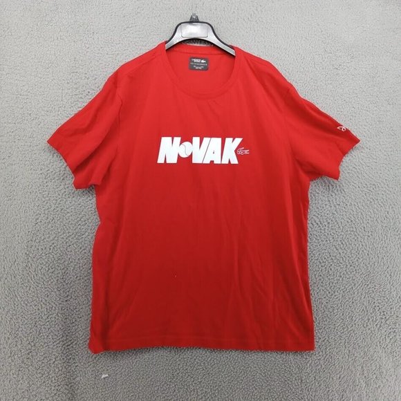 Lacoste Sports Shirt 3XL Red Tee Novak Djokovic Cotton Poly Blend‎ Ultra Dry - Picture 1 of 9